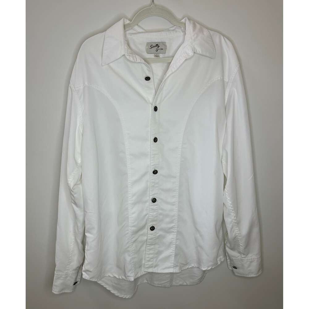 Scully Western Button Up Shirt Star Button Long Sleeve Large Country Mens White - Picture 15 of 15